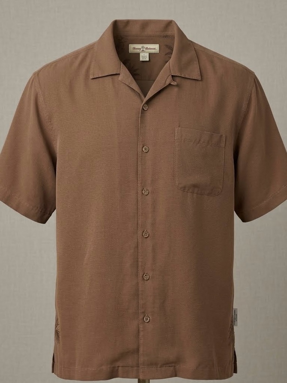 Vintage Tommy Bahama 100% Silk Camp Shirt Brown Men’s Large